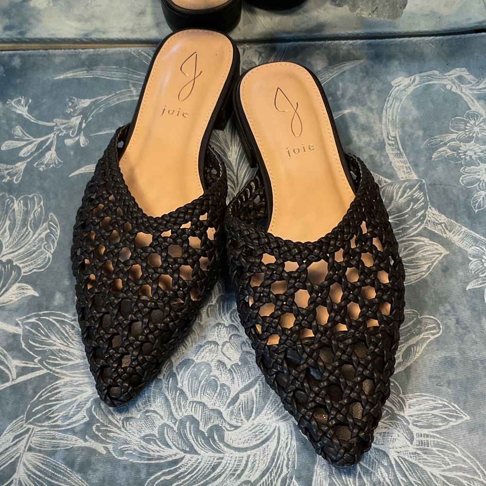 Joie Black Woven Mules